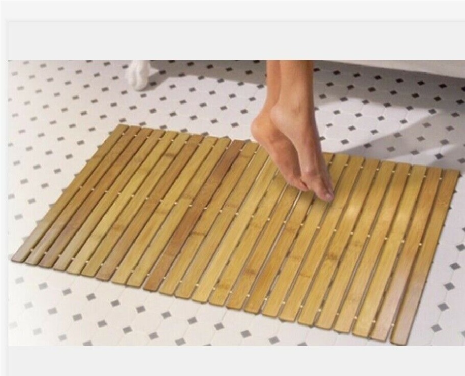 Foldable Bamboo Wood Mat Non Slip Mat Kitchen Bath Bedroom