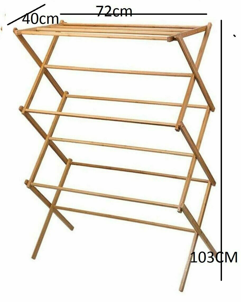 Bamboo Wood Clothes Airer Dryer Folding Free Stand Design Concertina