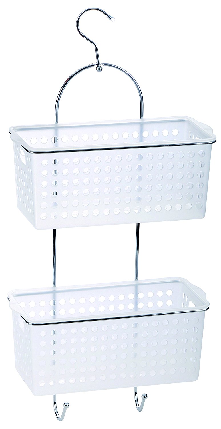 2 Tier Shower Hanging Caddy Basket extra deep & removable plastic