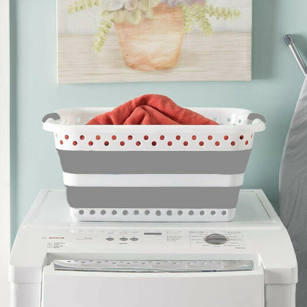 Collapsible Folding Laundry Basket Space Saver Cloth Washing Basket