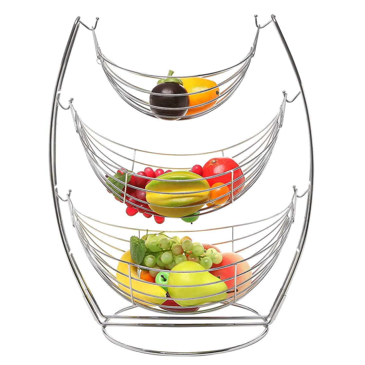 CHROME WIRE SWINGING BASKET WITH STAND VEGETABLE RACK