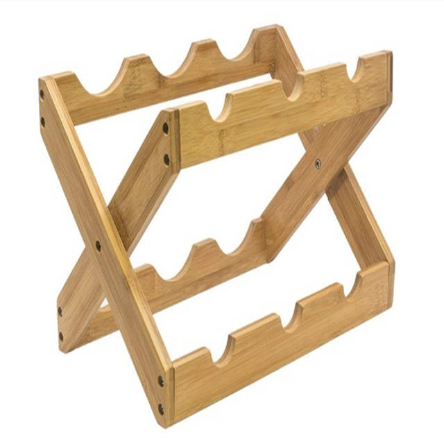 Bamboo Storage Rack Wine Storage 6 Bottle Rack Organizer